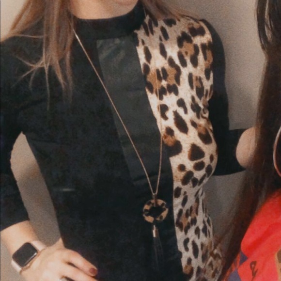 Half Leopard Half Black Dress - Picture 3 of 3